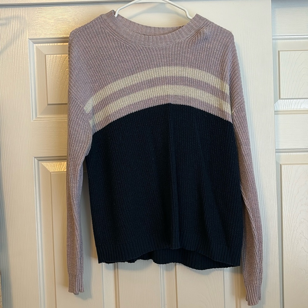 Lavender and Navy Color Block Sweater